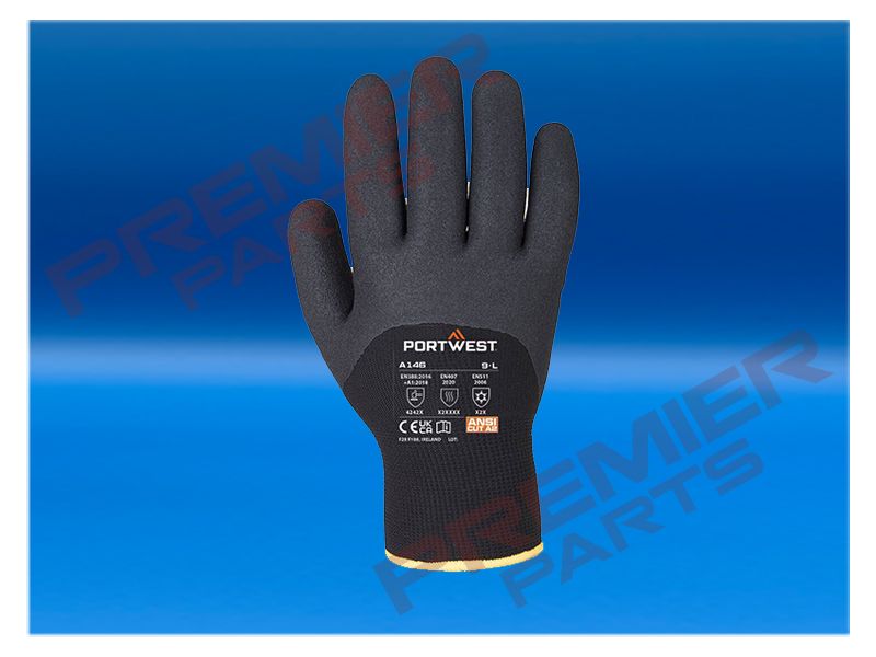 Cold 15 Nitrile Sandy 3/4 Dipped Glove Black A146, Size: Small
