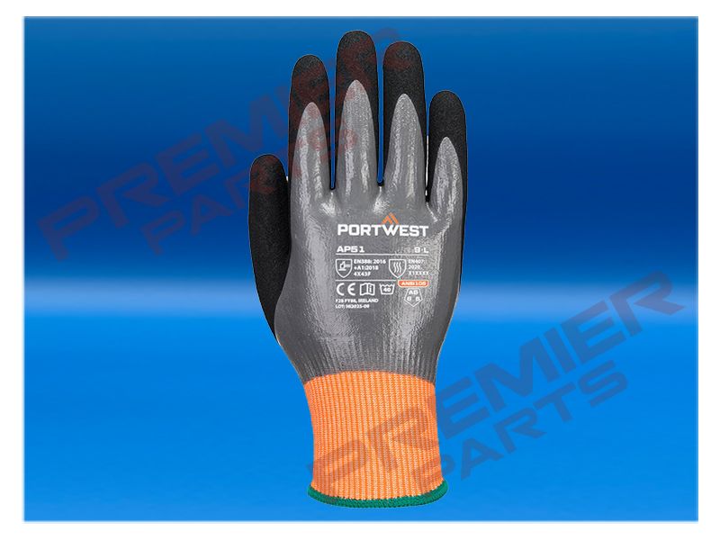 Cut F15 Nitrile Aqua Glove Grey/Black AP51, Size: Small