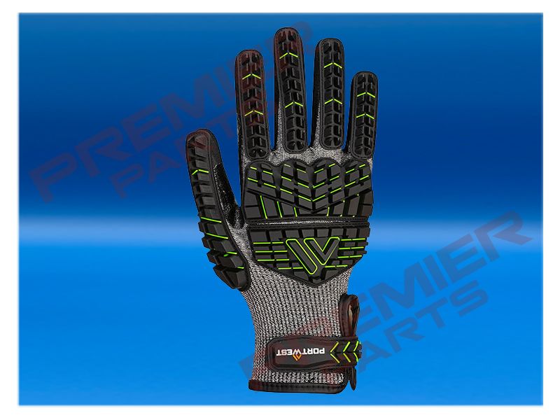Impact F15 Nitrile Foam Reinforced G Palm Glove Black/Green A755, Size: Small