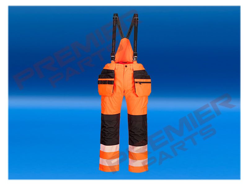 Rain Bib &amp; Brace PW356, Colour: Orange / Black, Size: Small