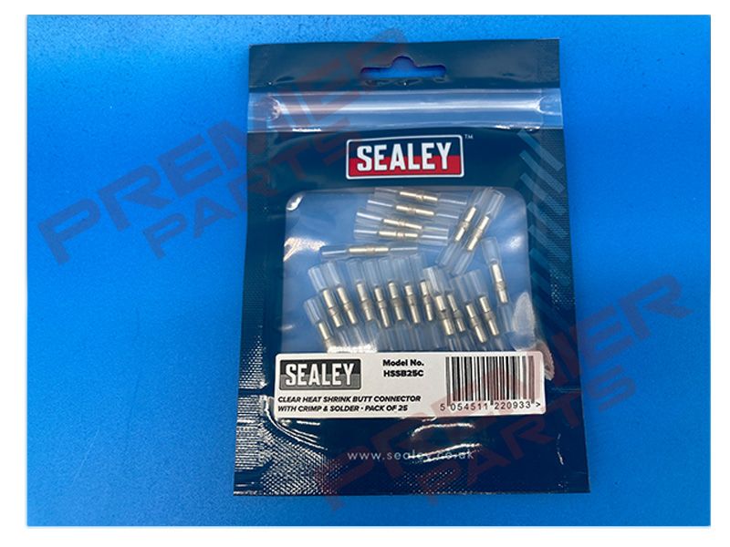 Heat Shrink Butt Connector with Crimp &amp; Solder Pack of 25 White, Red, Blue, Yellow, Colour: Clear