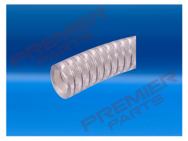 Clear Wire Reinforced PVC Suction Hose 10M 3/4 to 4" (Vacuum: 711mm Hg = 94% at 20ºC)