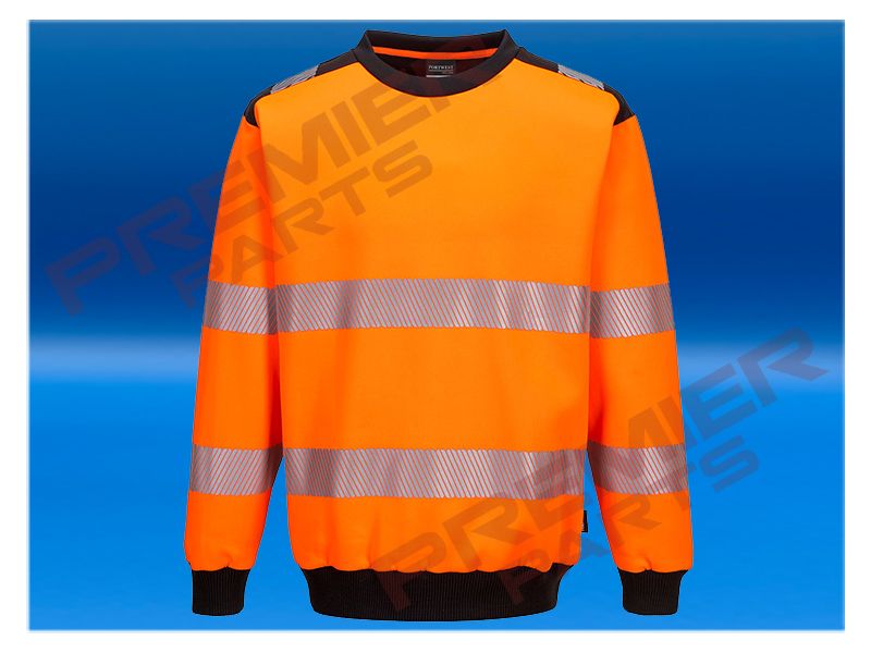 Hi-Vis Sweatshirt - PW379, Colour: Orange +Black, Size: Small