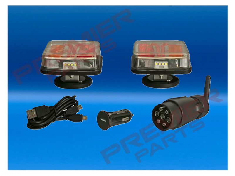 Wireless light set LED, square, 12V, Li-ion, magnetic, 110x103, 7-pin plug