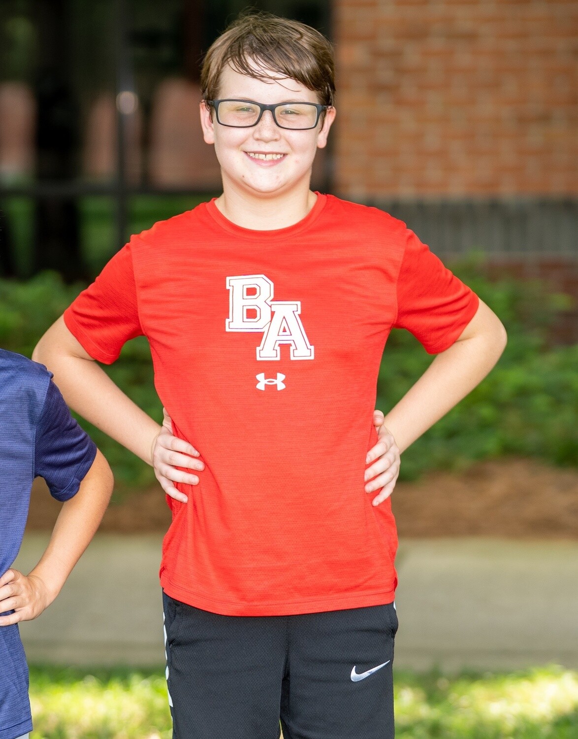 Under Armour Youth Vent Tech Tee- Red BA Logo