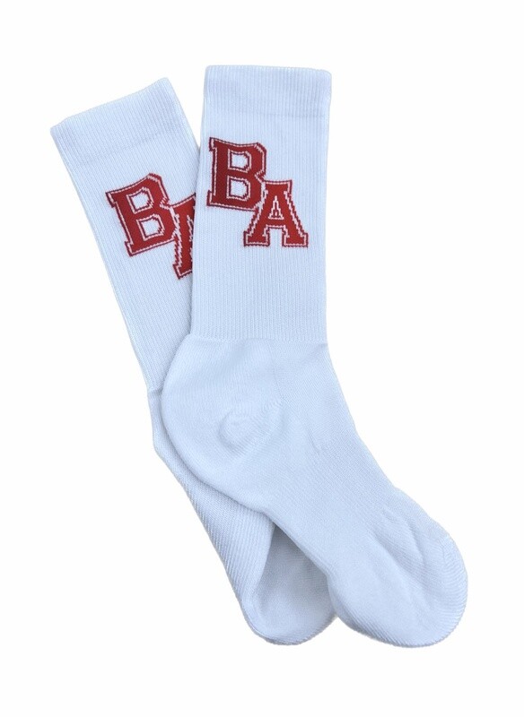 White with red BA socks
