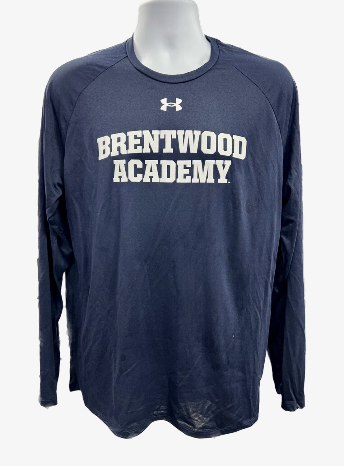 UnderArmor Long Sleeve Tech Tee- Navy Brentwood Academy  Arch Logo