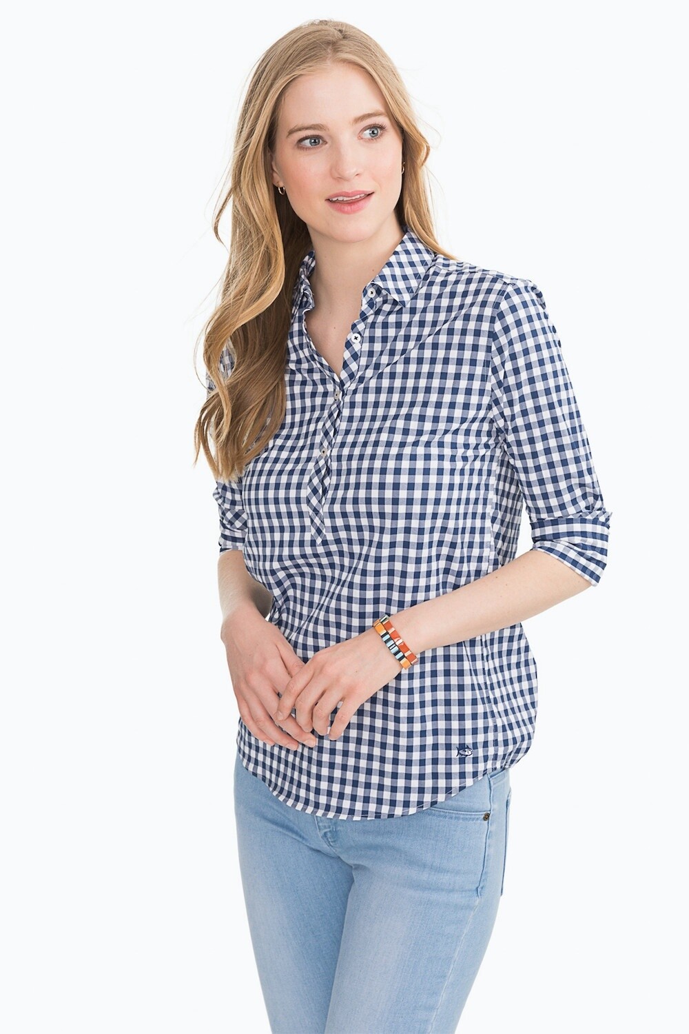 Southern Tide Blue Gingham Hadley with Brentwood Academy Logo