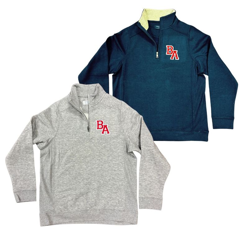 Chenille embroidery BA patch quarter-zip