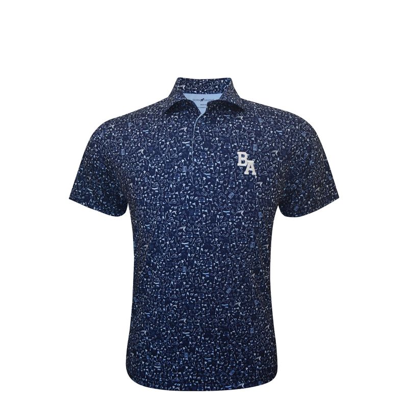 Navy/Serenity/White golf Theme Polo