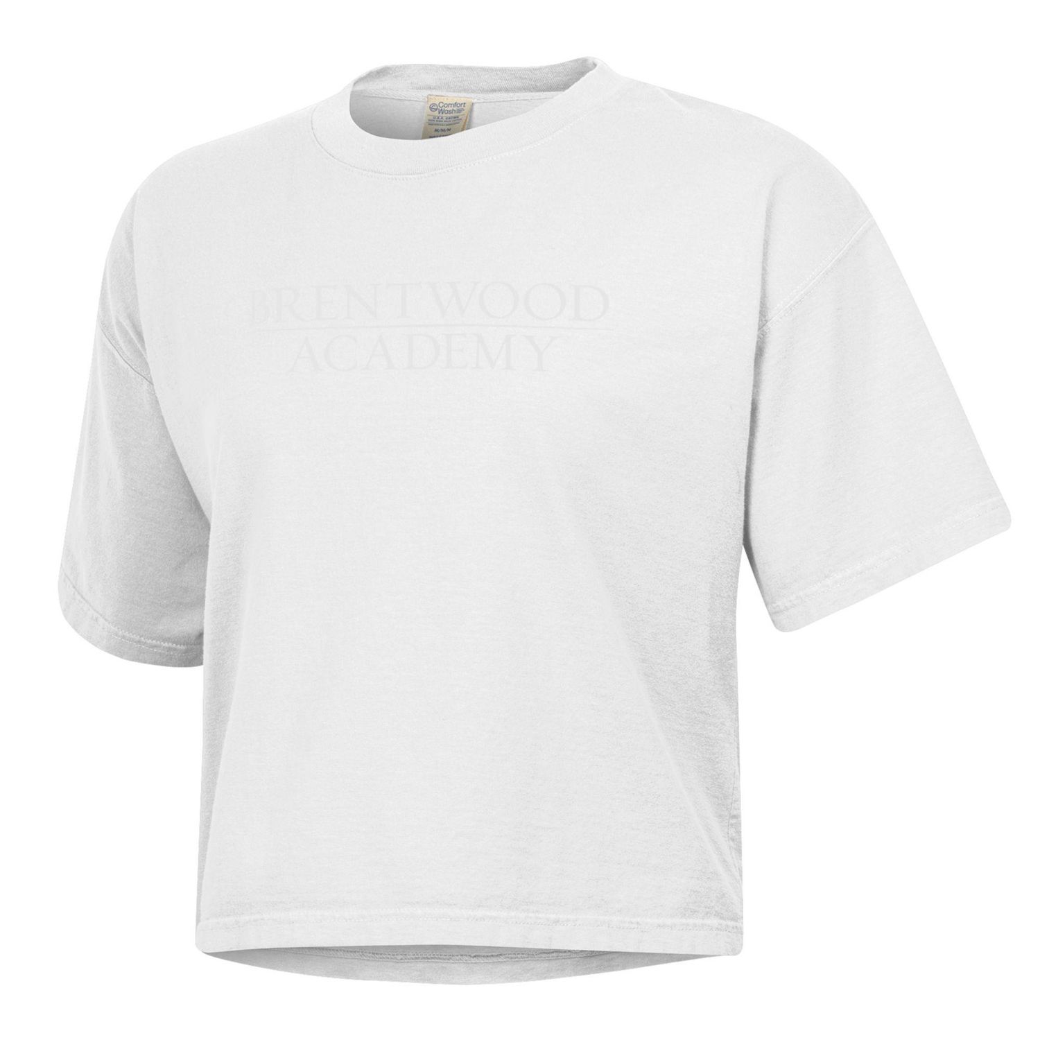 Brentwood Academy Line - Boxy T, Colour: White on White, Size: Small