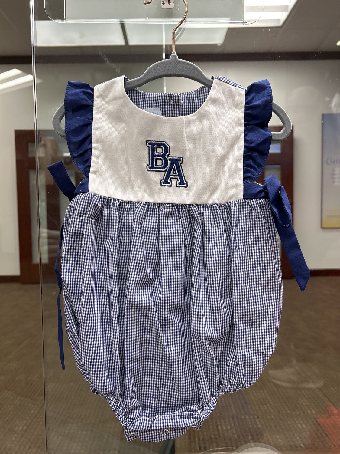 Girls BA Navy Gingham Bubble