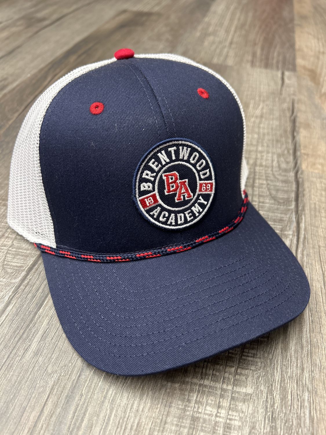 Navy Brentwood Academy Circle Trucker Hat