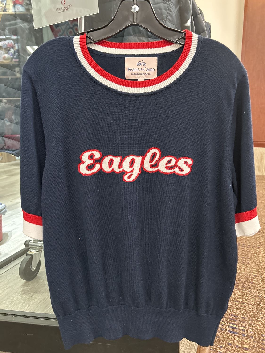 Pearls &amp; Camo Short Sleeve 2 trim Sweater