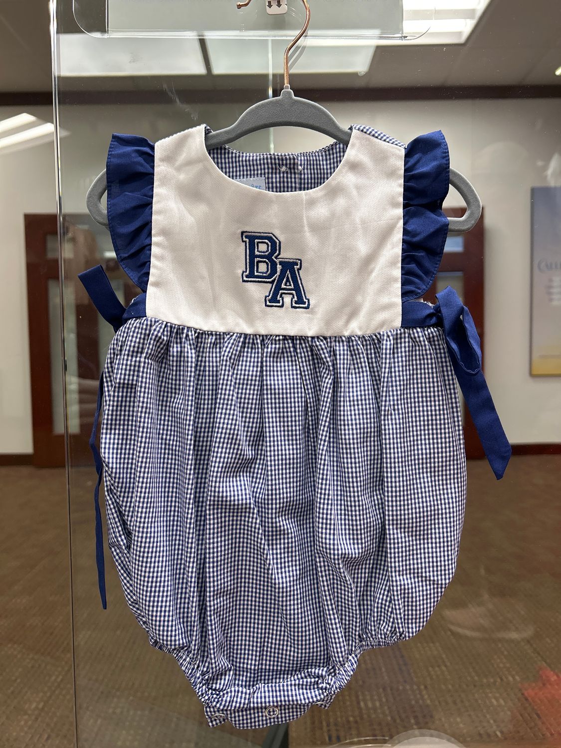 Girls BA Navy Gingham Bubble