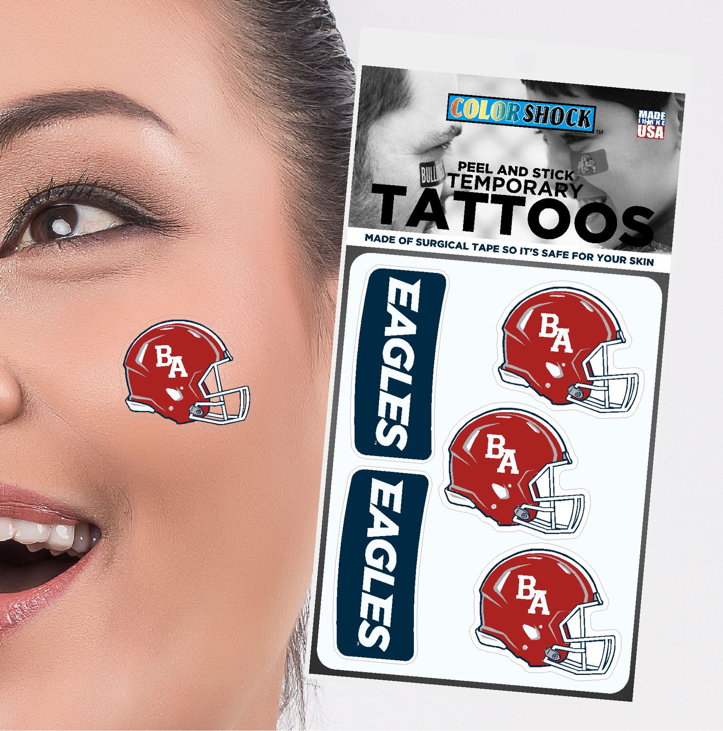 BA Football Temporary Tattoos