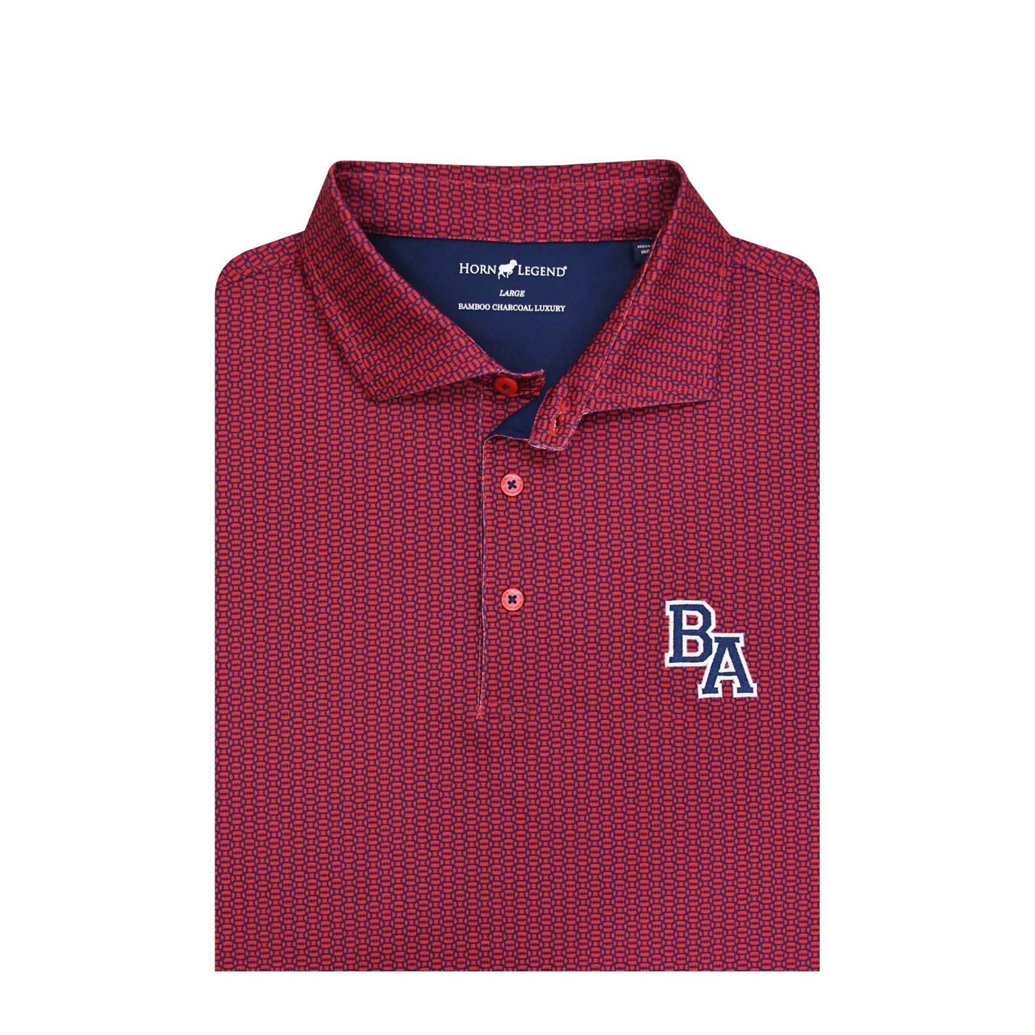 Bamboo Charcoal Football Weave Polo Red/ Navy, Size: Medium