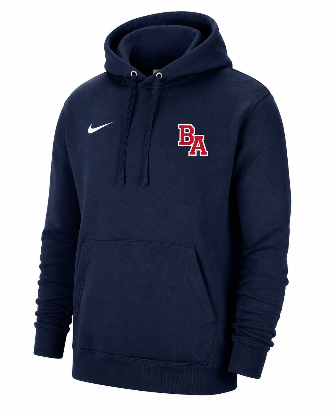 Nike Club Fleece Hoodie – Left Chest BA, Color: Navy, Size: Small