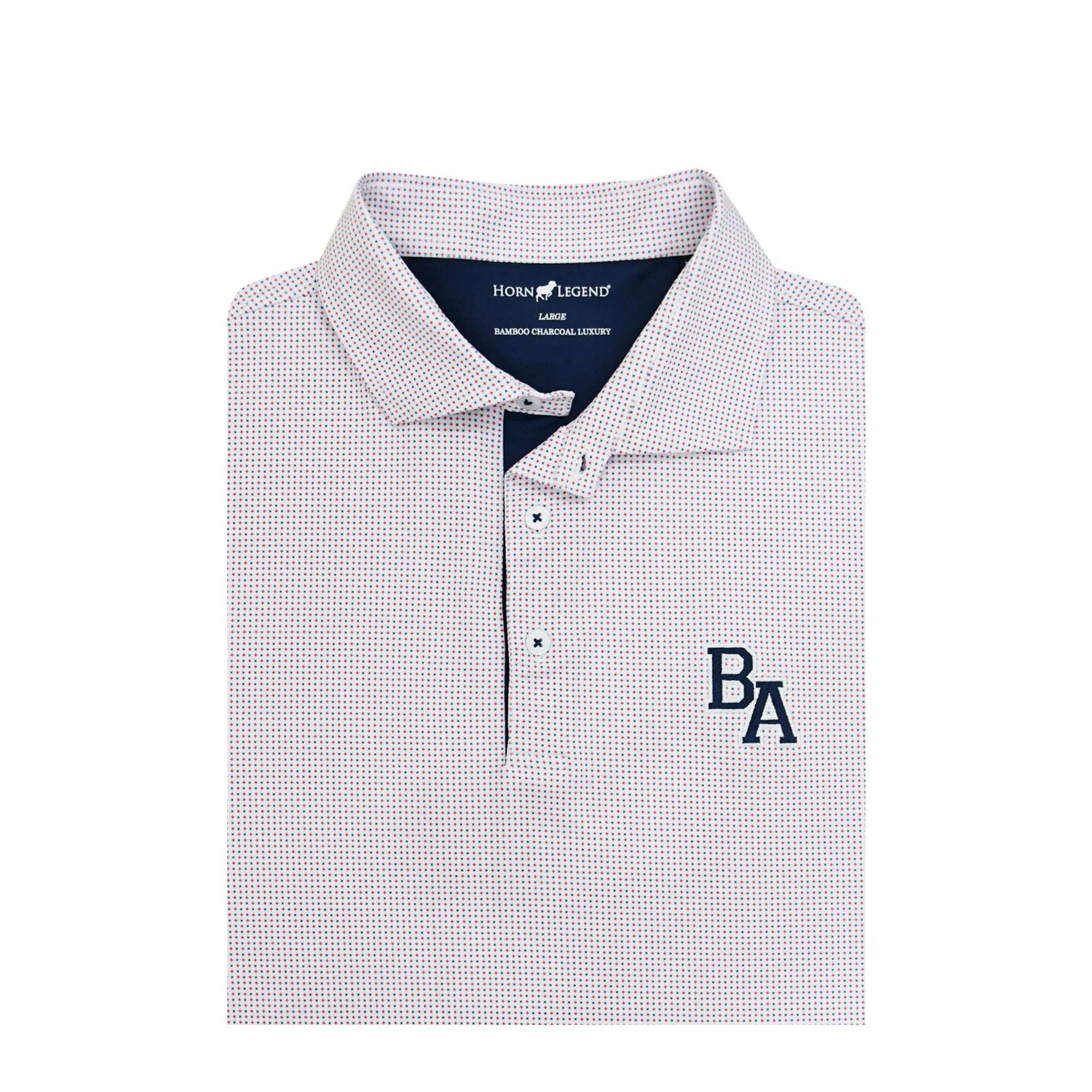 Bamboo Charcoal Checkers Polo White/ Navy/ Red, Size: Medium
