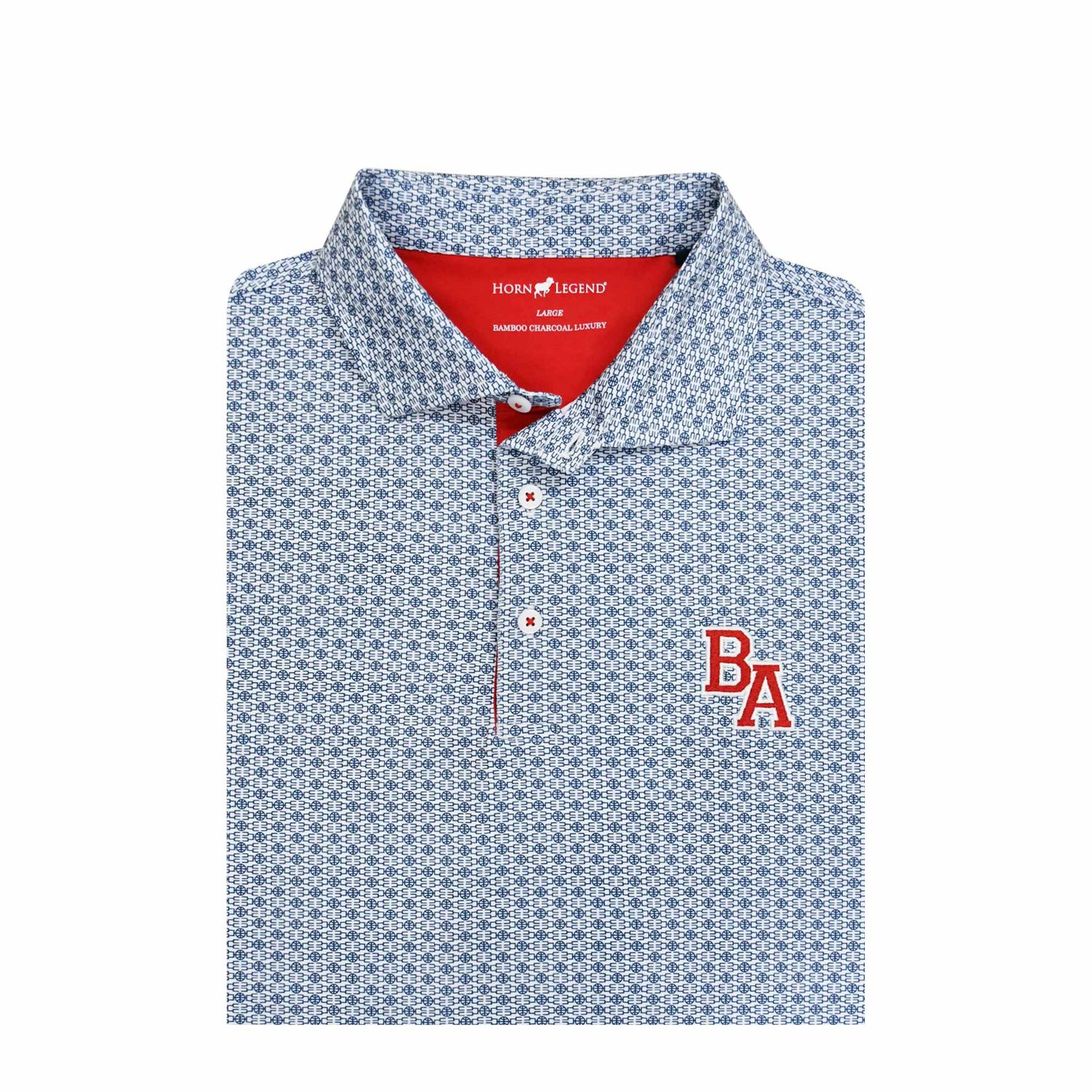 Bamboo Charcoal Bracket Polo White/Navy, Size: Medium