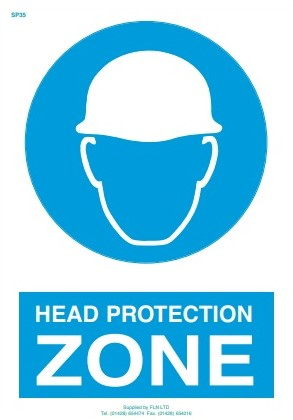 Head Protection Zone,A4 Lam sign