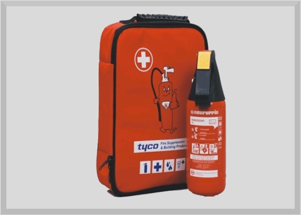 Erste-Hilfe-Set inkl. 2kg Pulver-Feuerlöscher