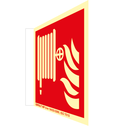 Löschschlauch Fahnenschild, Alu