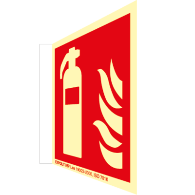 Feuerlöscher Fahnenschild, Alu