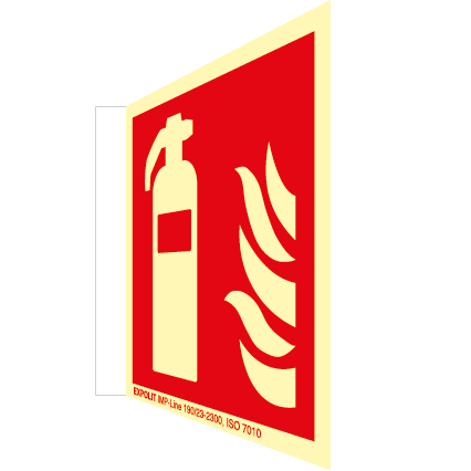 Feuerlöscher Fahnenschild, Alu
