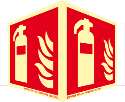 Feuerlöscher Winkelschild, Alu