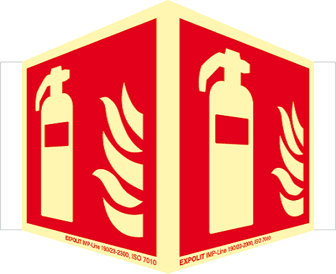 Feuerlöscher Winkelschild, Alu