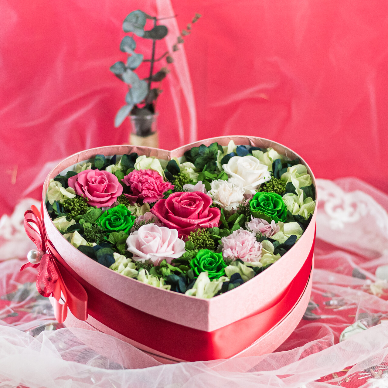 Rose in Box - Warm Sweets, Size: Medium  (Medium (H 11*D26cm) 12cm* D 26cm)