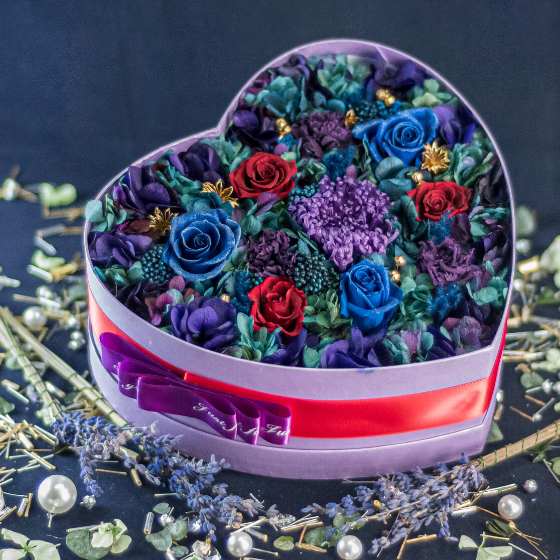 Rose in Box - Sweet Purple, Size: Medium  (Medium (H 11*D26cm) 12cm* D 26cm)