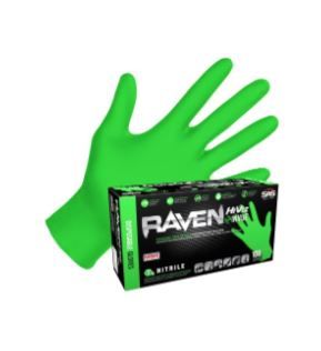 Raven Large Hi-Viz Green PF Nitrile 100/bx