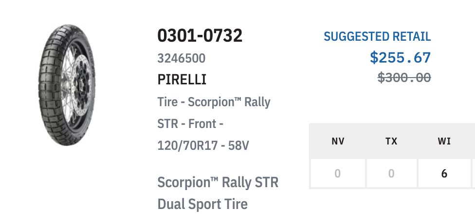 Pirelli Scorpion Rally 17" Front STR and  17" Rally Rear