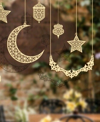 9pcs Wooden Hanging Ornament Set