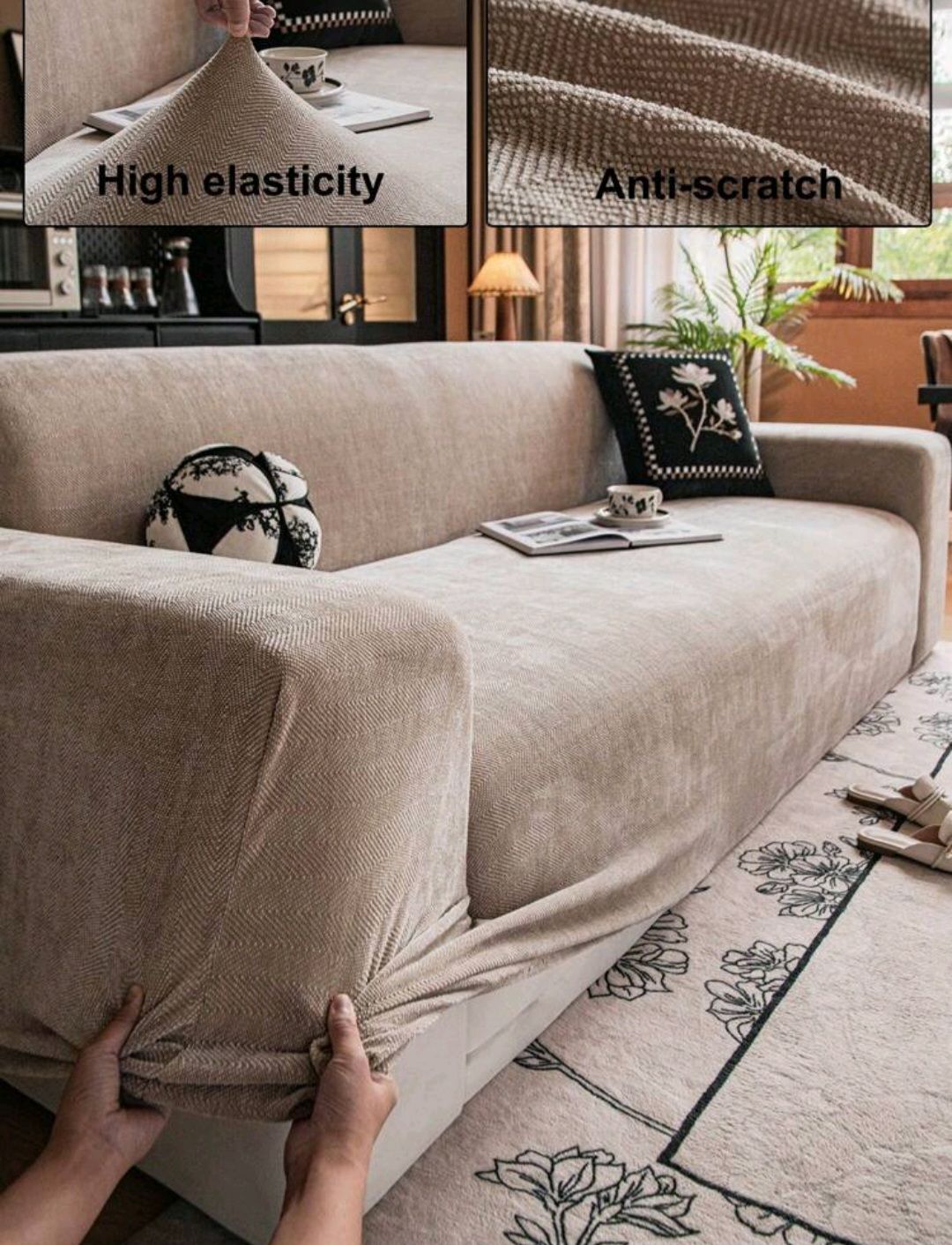 Chenille Full Slipcover - Four Seater