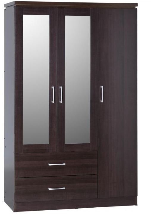 Wardrobe  3 Door  2 Draw Mirrored ( Charles)