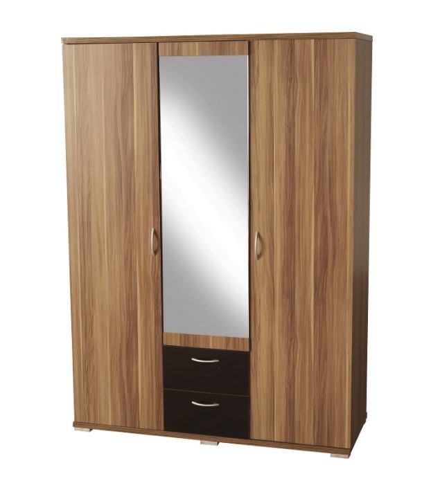 wardrobe 3 door 2 draw mirrored hollywood