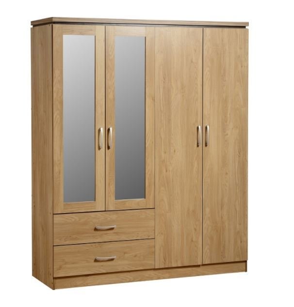 wardrobe 4 door 2 draw mirrored charles