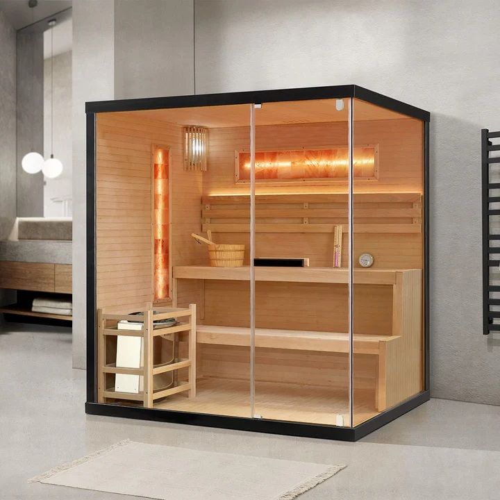 Sauna Sauna "BLACK-175" Innensauna Indoor - Salzstein inkl. 8 kW Ofen
