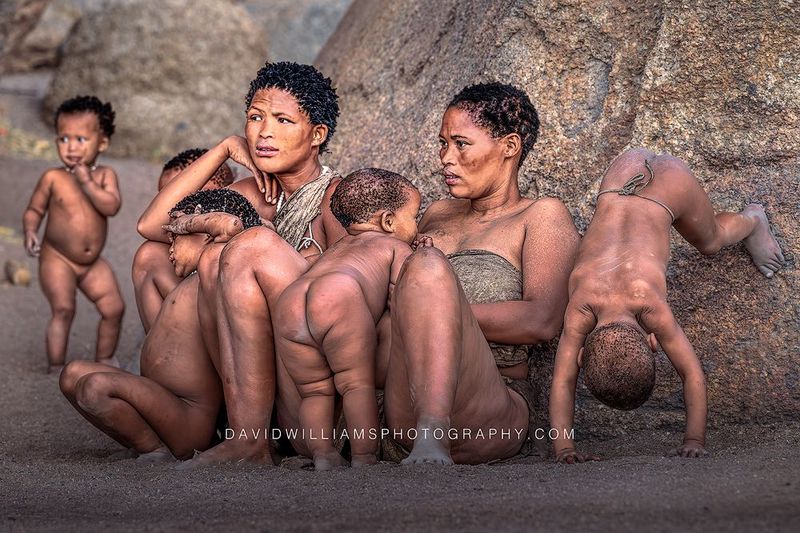 Namibia San Tribe Women with Children 2582704