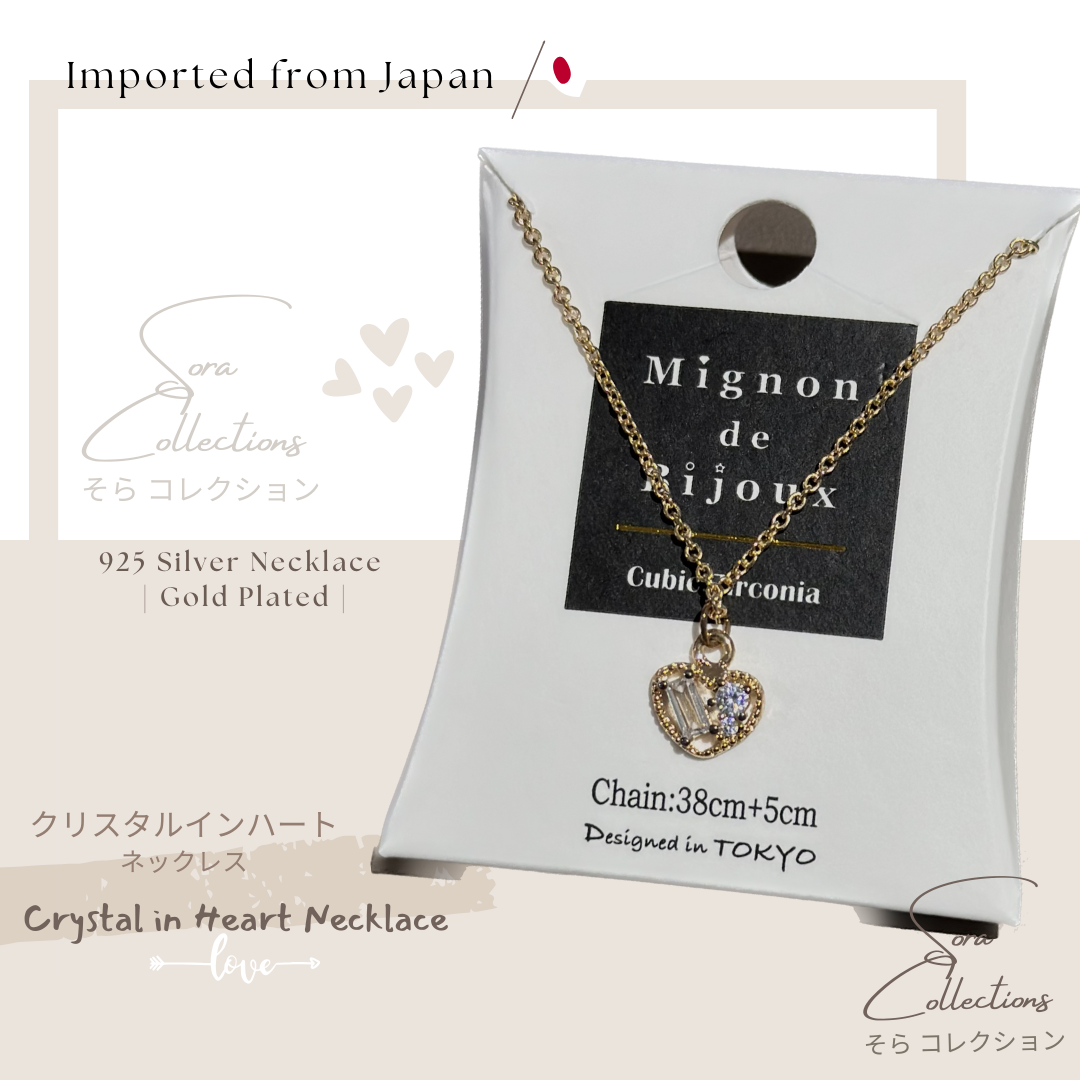 Crystal in Heart Necklace