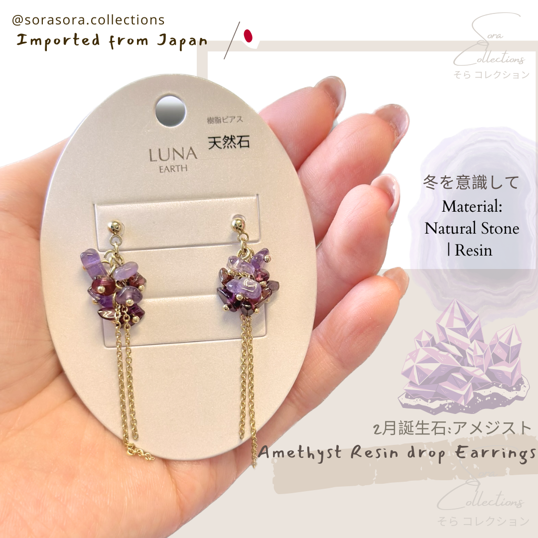 Amethyst Resin Drop Earrings