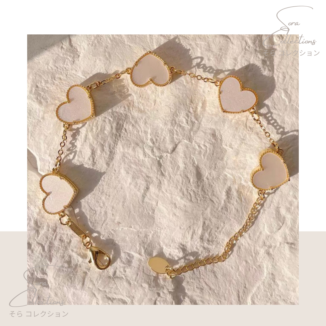 White Heart Charm Bracelet