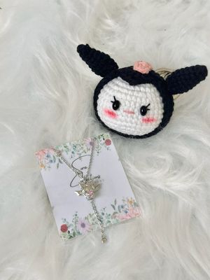 Kuromi Necklace And Keychain Set