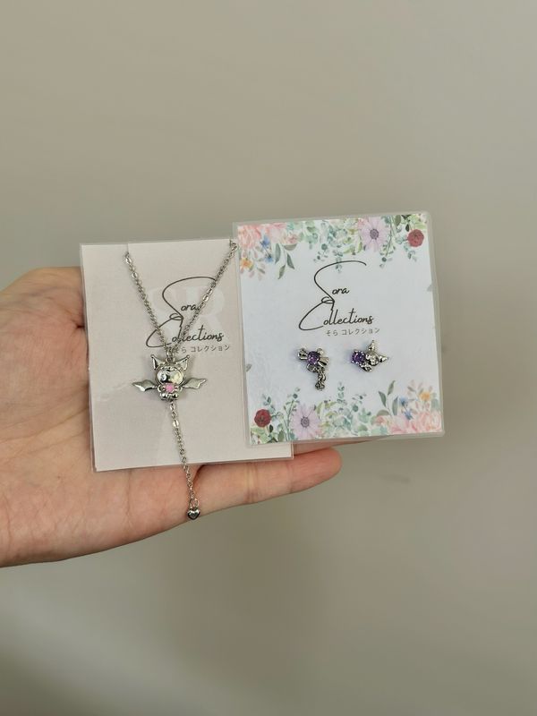 Kuromi Necklace &amp; Earrings set
