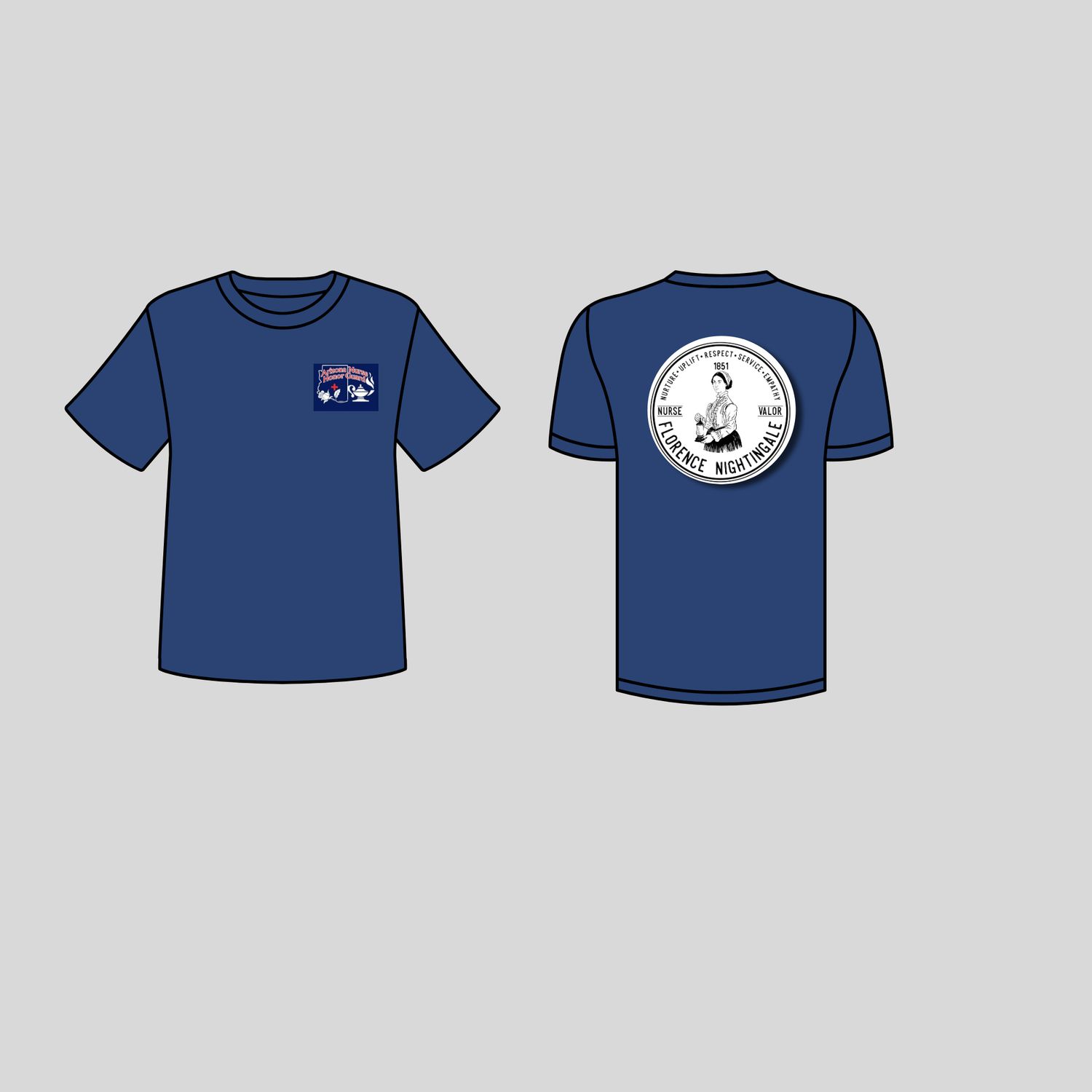 Florence Tee, Logo on left pocket and Florence Coin image on the back