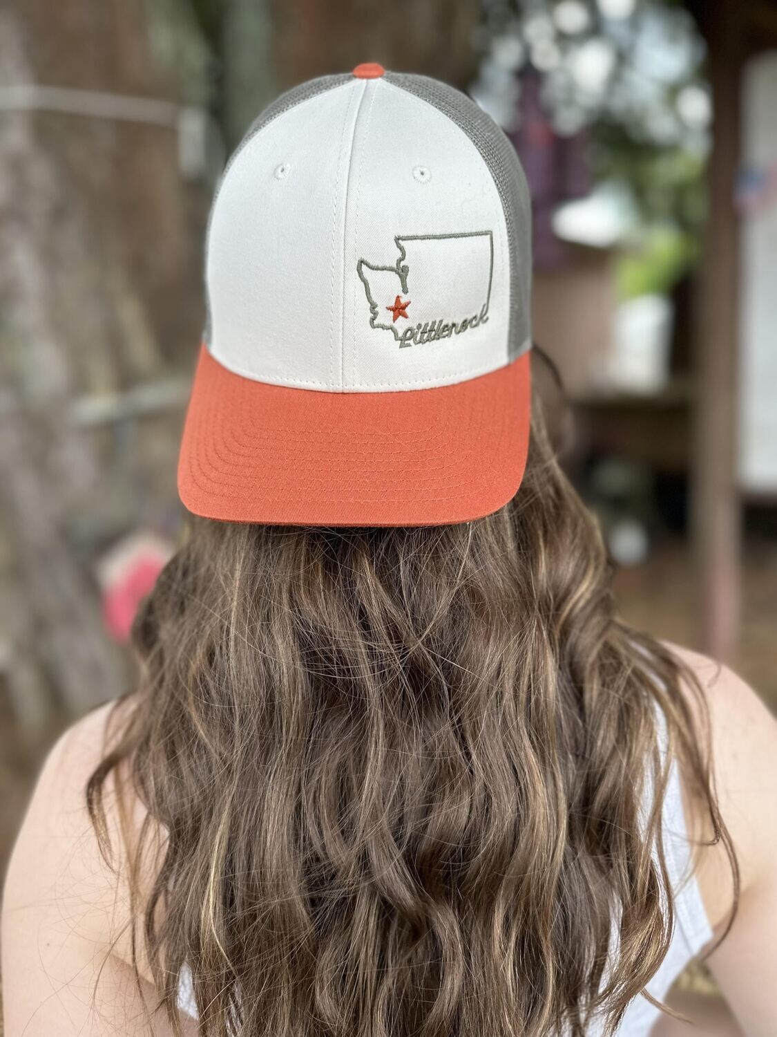 Littlerock WA Hat Oatmeal, Orange and Green