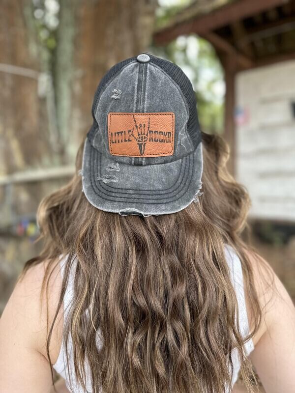 Ladies Littlerocker Black Distressed CC Ponytail Hat